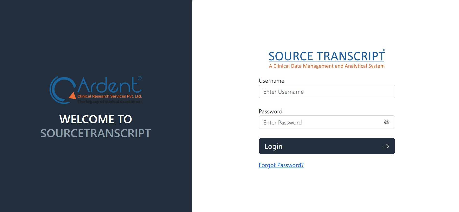 eCRF Application - SourceTranscript Suite